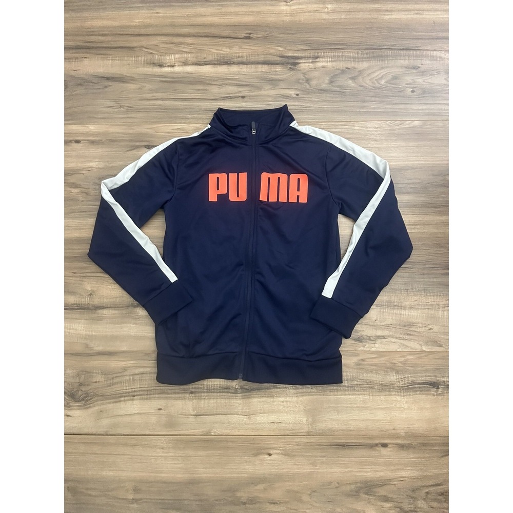 Puma Boys Size XL 18-20 Full Zip Track Jacket Navy/White‎